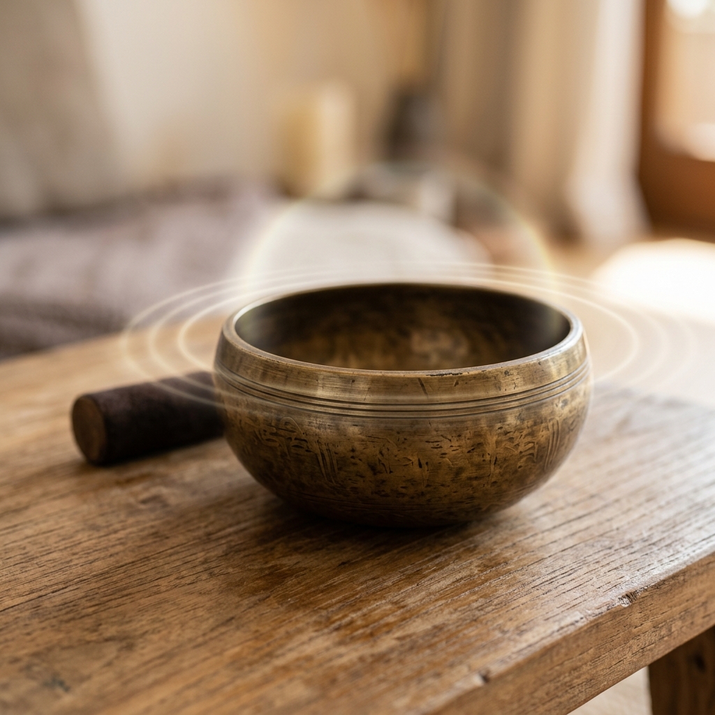 Detailed shot of a Tibetan singing bowl